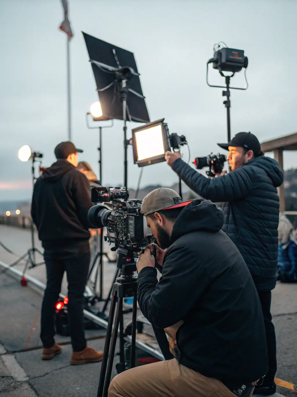 A behind-the-scenes shot of a Salt And Pepper Media UK video shoot with professional equipment and crew.