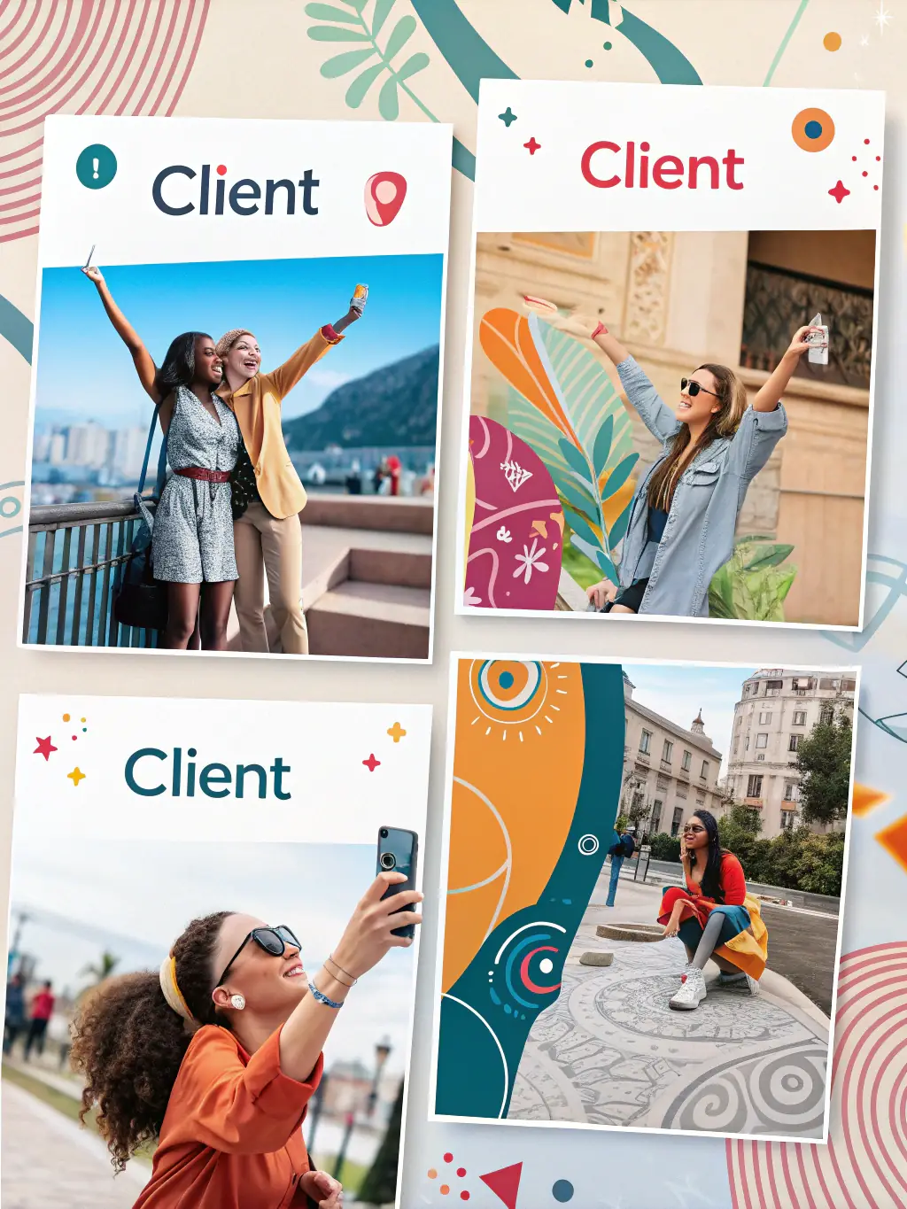 A vibrant collage of social media posts, including images and short videos, showcasing dynamic content created by Salt And Pepper Media UK.